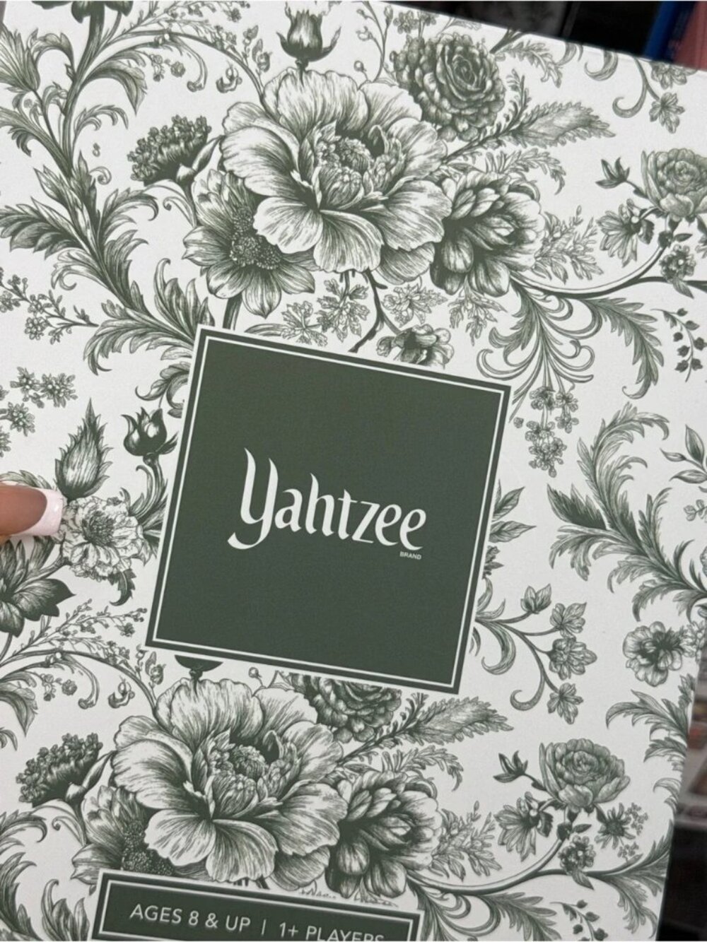 Yahtzee Game Board Vintage Floral Green Edition